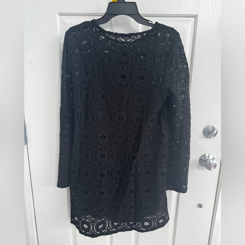 Forever 21 Black Crochet Long Sleeve Dress - Picture 2 of 4